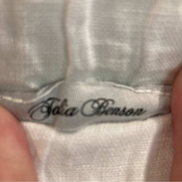 TALIA BENSON  Sz L Elastic Band Waist Wide Leg 100% Linen Flowy Palazzo Pants - Picture 2 of 5